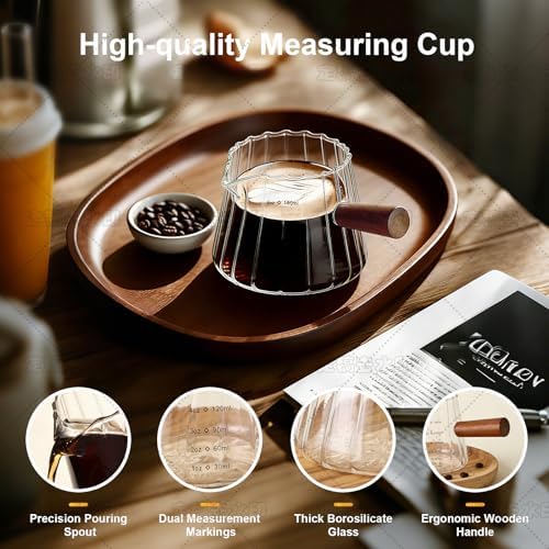 2 PCS Espresso Cups, 6 Oz Espresso Measuring Cup with Wood Handle - Image 4