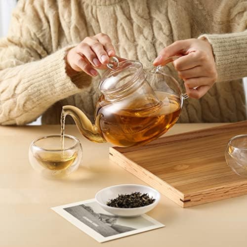 CnGlass 40.6oz/1200ml Glass Teapot with Removable Infuser,Stovetop Safe Tea Kettle,Blooming & Loose Leaf Tea Pot - Image 6