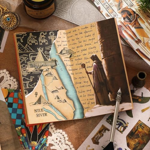 Pre-Cut Vintage Stickers for Journaling, 500+ Scrapbook Stickers and 20 A5 Scrapbook Papers, Retro Egypt Theme Aesthetic Washi Sticker Book for Adults, Ephemera for Junk Journal Supplies DIY Crafts - Image 6