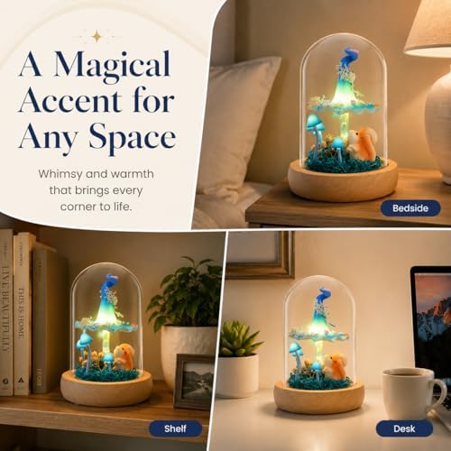 QUELIEN Mushroom Lamp,Mothers Day Mom Gifts for Mom,Light Up Mushroom in Glass Dome,Birthday Party Decorations,Ideal Birthday Gift,GirlfriendGift - Image 7