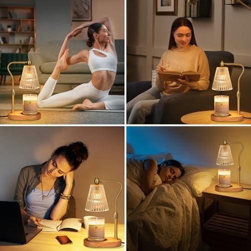 Engpure Candle Warmer Lamp - Candle Warmer Lamp with Timer and Dimmer Adjustable Height,Electric Wax Melt Warmer with 2 Bulbs for Scented Jar Candles Home Decor Mother's Day Gifts, Amber - Image 6