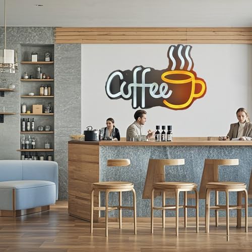 Coffee Bar Sign Wall Decor,LED Coffee Neon Light up Signs for Coffee Station Decor,Coffee Decorations for Coffee Bar Kitchen Decor Accessories,with Dimmable Switch and Hanging Chain,5V USB Powered - Image 2