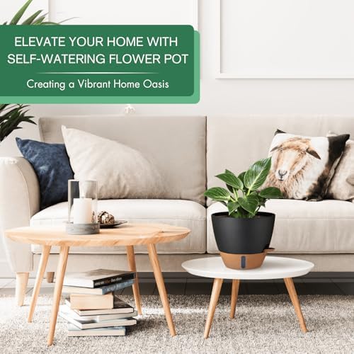 2 Pack 10 inch Self Watering Planters, PP Plastic Plant Pots for Outdoor - Image 5