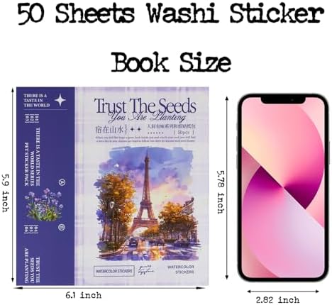 Seasonal Nature Landscape Stickers for Junk Journal Supplies, 50 Sheets Pre-Cut Washi Scrapbook Sticker Book for Journaling, Scrapbooking, Bujo, Planners, Card Making, Collage, Art Crafts - Image 6