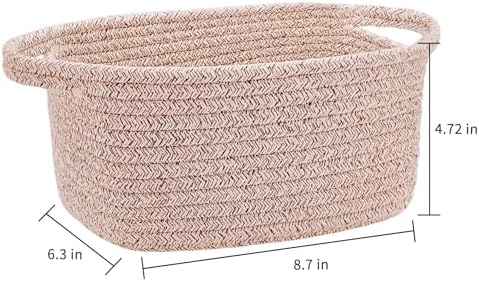 Abenkie Small Storage Basket, Cute Cotton Rope Woven Boho Decorative Toy Dog Cat Basket for Nursery, Living Room, Spa, Gift - XS, Brown - Image 2