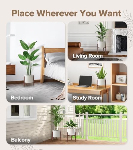 Plant Stand Indoor Adjustable, Metal Modern Indoor Plant Stand, Heavy Duty Plant Stands Outdoor Corner, Stable Plant Holder, Fits 8 to 12 Inches Pots, 1 Pack, Walnut Wood-Grain - Image 4