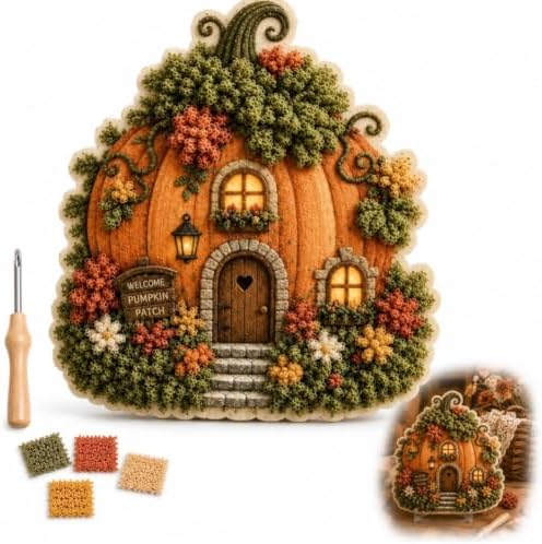 Whimsical Village 3D Fabric Poke Art Kit (Pumpkin Patch) by Unknown