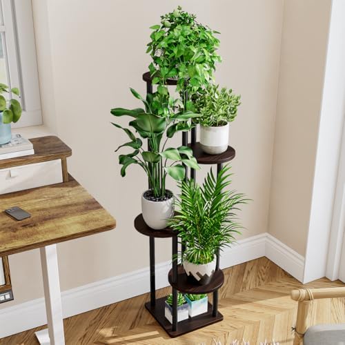 AZERPIAN Plant Stand Indoor Tall Corner Tiered Shelf 5 Tier Metal MDF Board - Image 3