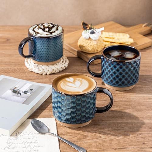 GBhome 12 OZ Stackable Coffee Mugs Set of 4, Ceramic Coffee Cups Set - Image 7