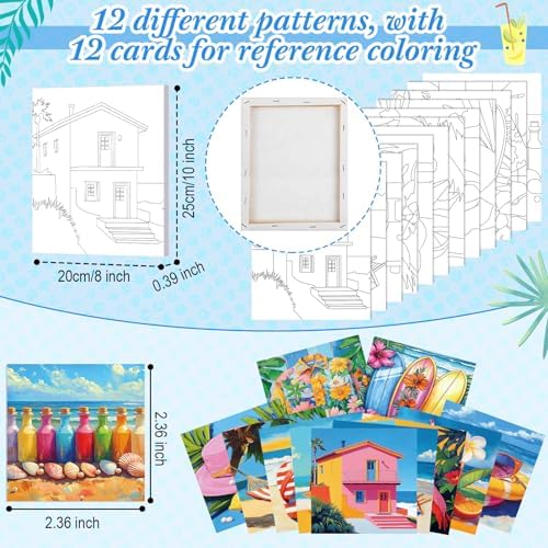 Sherr 12 Pcs Pre Drawn Canvas for Adults,Hawaiian Holiday,8 x 10 Inch - Image 4