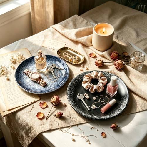 Ceramic Jewelry Tray Decorative Vanity Tray Candle Dish (Black Snow) - Image 3