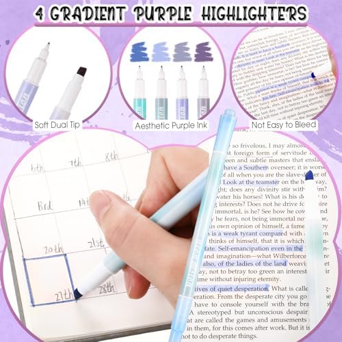 38pcs Aesthetic Office Supplies Kit, Purple Color, Classic - Image 5