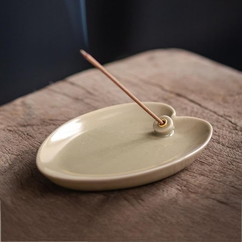 Incense Holder Modern Minimalist Circular Incense Stick Burner for Cones or Sticks for Yoga & Meditation, Enhance Atmosphere,Ceramic Ash Catcher Ink Blue by Warmself