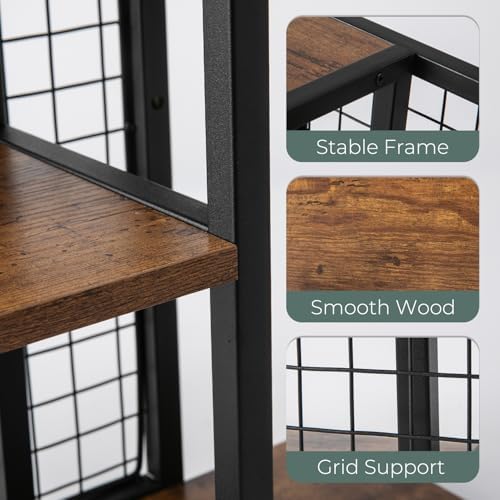 Y YOMA Desktop Bookshelf, 3 Tier Wood Desk Shelf for Top of Desk, Compact Vertical Storage Desk Organizer & Display Rack for Home Office Dorm, Rustic Brown - Image 4