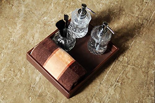 HofferRuffer Decorative Vanity Tray, Desktop Storage Organizer, Catchall Tray, Valet Tray, Nightstand or Dresser Organizer, PU Faux Leather Bathroom Tray, Brown, 10.2 x 8.4 x 1.8 inches - Image 4