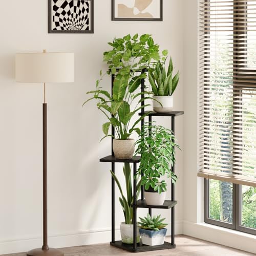 Bamworld Black Plant Stand Indoor 5 tier Corner Plant Shelf - Image 3