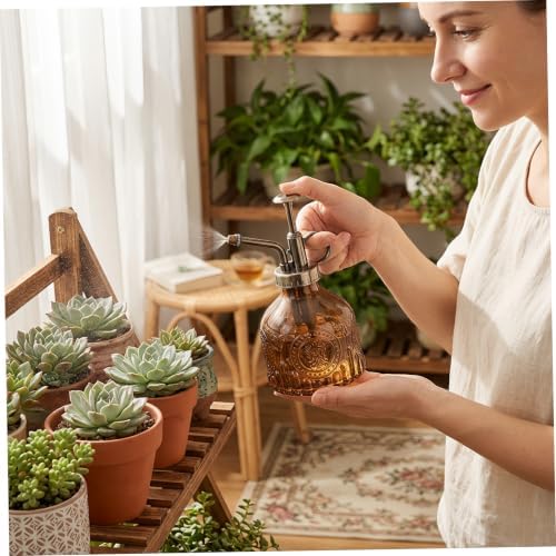 Plant Mister Retro Embossed Glass Plant Mister Spray Bottle, Brown - Image 3