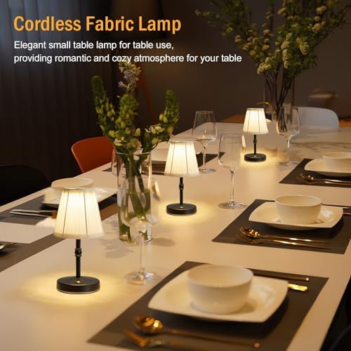 LED Cordless Mini Lamp 5W,3000 mah Battery Operated Lamps,3 Color Temperature Dimmable Table Light,Small Rechargeable Lamp,Kitchen Lamps countertop,Restaurant (Black,2pack) - Image 3