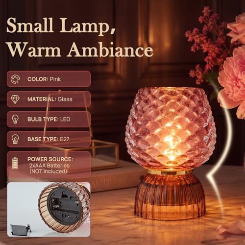 Small Battery Operated Lamp with Timer, Pinecone, Pink, 2 Pack - Image 2