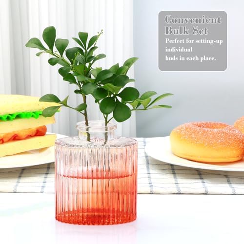 Glass Bud Vases Set of 4, Small Orange Flower Vases for Wedding Centerpiece - Image 7