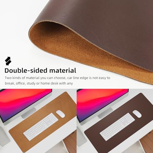 AFIING Cork Desk Mat 47" x 23.6", Dual-Sided Natural Cork & PU Leather Desk Pad, Non-Slip Waterproof Large Mouse Pad for Office, Home & Gaming (Coffee) - Image 4