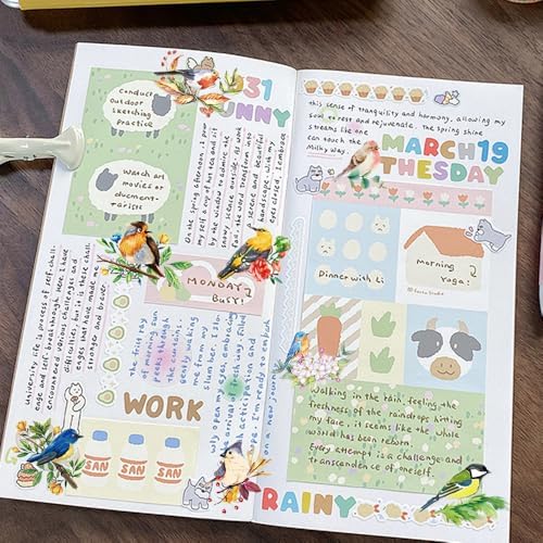 50Pcs Vintage Stickers,Waterproof Transparent PET Aesthetic Decorative Sticker Scrapbooking Supplies for Adult Card Making Letters Planner Journaling Junk Journal DIY Water Bottles Art Craft,Bird - Image 6