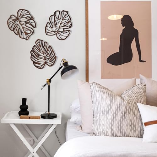 Palm Leaves Wood Wall Decor , 3Pcs Tropical Wall Art Jungle Decor, Wooden Natural Leaves Plant Wall Decor, Vintage Tropical Plant Plaque for Home Living Room Kitchen Bedroom Bathroom & Garden, Brown - Image 6