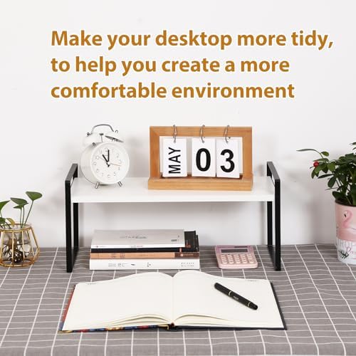 YGYQZ Desk Shelf Organizer for Top of Desk, 1-Tier Desktop Bookshelf, Black & White - Image 7