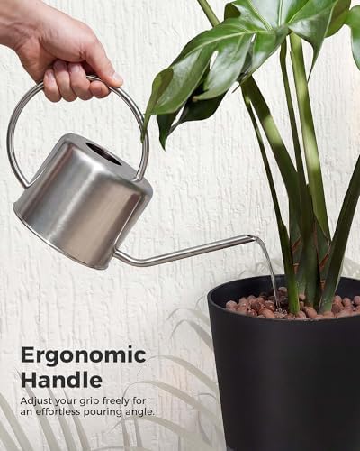 Bamworld Metal Watering Can for Indoor Outdoor Plant 1L/35oz Silver - Image 5