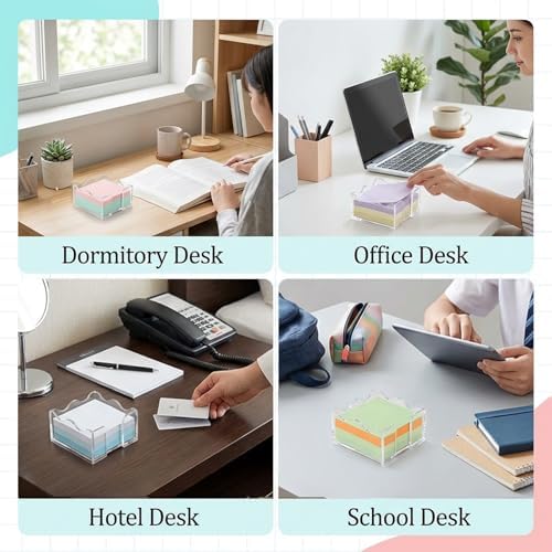 Scalloped Acrylic Sticky Note Holder 3x3 Inch,Cute Notepad Dispenser - Image 7