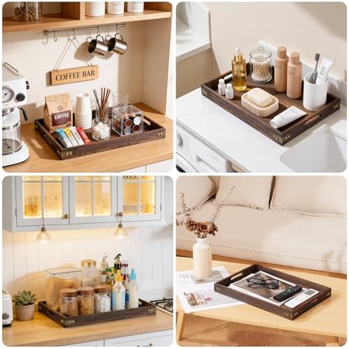 Wood Serving Tray - 17In Large Serving Tray with Handles | Decorative Tray - Image 7