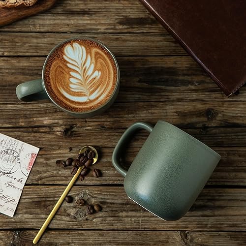 AmorArc 14oz Coffee Mugs Set of 6, Ceramic Coffee Mugs with Large Handle & Wavy Rim for Latte/Hot Cocoa/Tea, Stylish Coffee Mugs for Men Women. Oven,Dishwasher&Microwave Safe, Reactive Glaze - Image 3