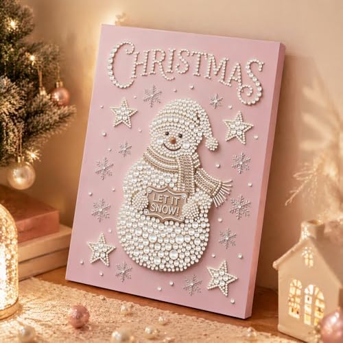 DIY Pearl Painting with Frame Christmas Creative Design Handmade Healing Home Wall Decoration Tools Included-Snowman - Image 5