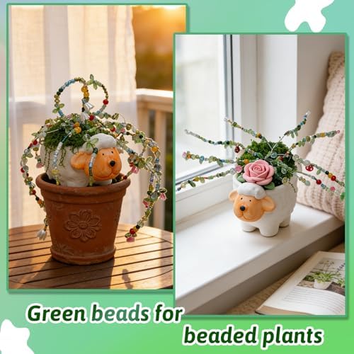 YLINKZORMA Beaded Plant Kit, Green Glass Forever Plant Beads Jewelry Making - Image 6