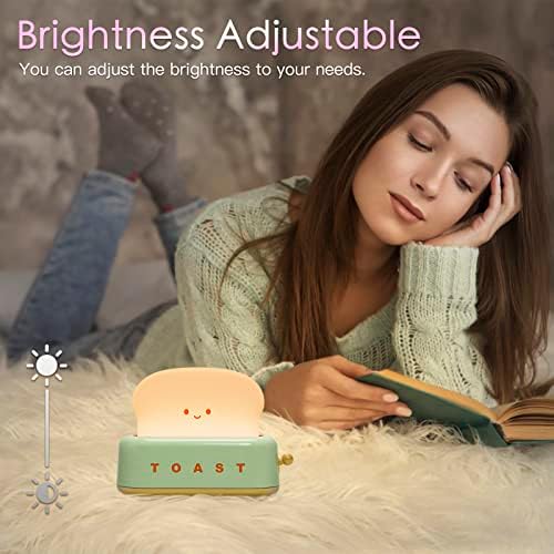 TOOGE Desk Decor Cute Green Toast Lamp Small Desk Lamp Night Light for Kids - Image 3