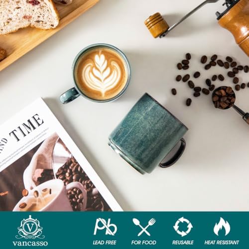vancasso STARRY Ceramic Coffee Mugs Set of 6, 12 Oz Coffee Cups for Latte, Cappuccino, Tea & Hot Cocoa, Artisan Modern Style for Coffee Bar, Home & Kitchen, Microwave & Dishwasher Safe, Green - Image 3