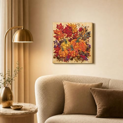 Framed Button Art Kit 11.8" DIY Mosaic Craft for Adults(Maple Pumpkin) - Image 5