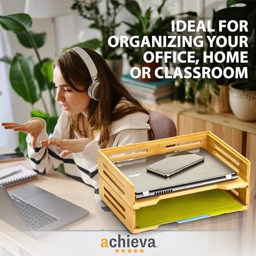 Achieva Bamboo Stackable Side Load Letter Tray, 2pk (71004) - Image 6