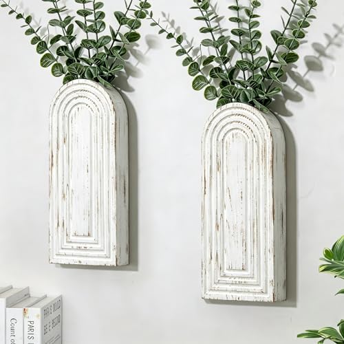 Handmade Wooden Wall Vases Set of 2 for Plants by Unknown