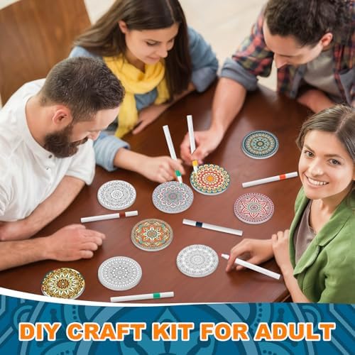 Potchen 12 Pcs Color Your Own Coaster DIY Kits,Dark Mandala - Image 6