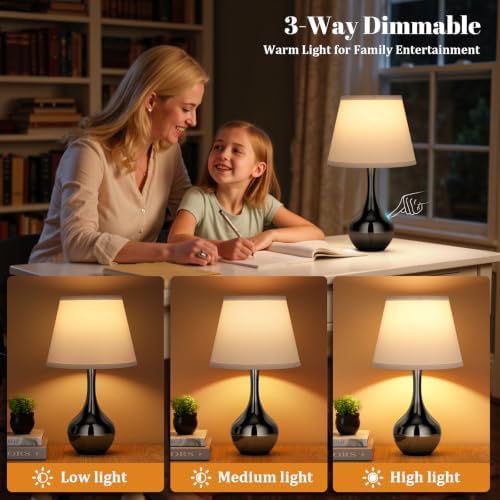 16.1" Touch Table Lamp for Nightstand, 3 Way Dimmable Small Bedroom Lamp - Image 2