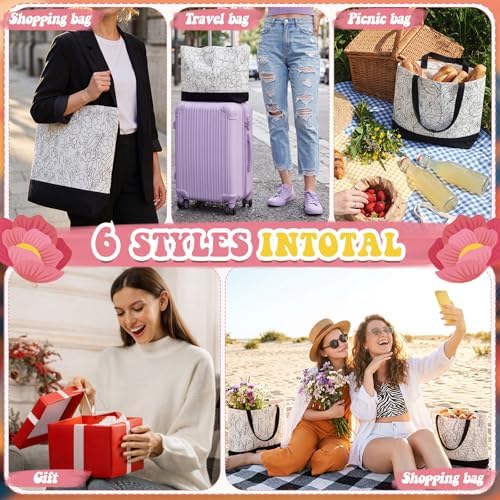 Geetery 30 Pcs Paint and Sip Canvas Bags Pre Drawn Kit, Flower - Image 5