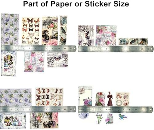 Esweny 200PCS Vintage Scrapbooking Supplies Pack, Aesthetic Scrapbook Sticker Paper Art Journaling Kit for Junk Journals,Planner,Cottagecore Decor Gifts (Purple Series) - Image 4