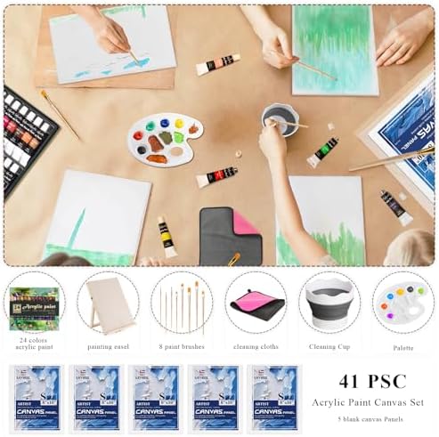 LEYEDZ Acrylic Paint Set for Kids & Adults,Art Supplies Kit with Canvas - Image 5