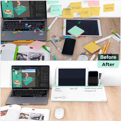 Varhomax Glass Desk Whiteboard with Storage, - Image 3