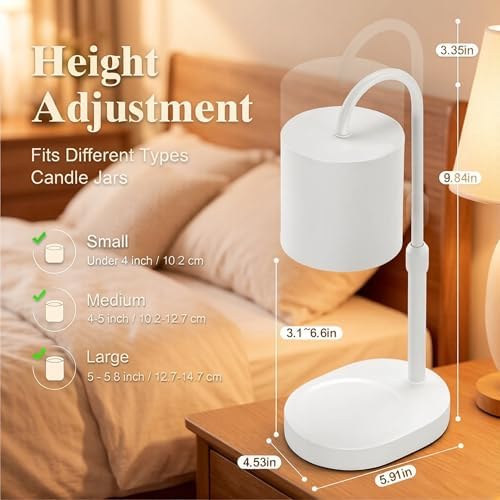 Dreamholder Electric Candle Warmer Lamp with Timer, Dimmable Candle Lamp with Adjustable Height, Wax Melter for Jar Candles Wood Base Floral Home Decor Gifts for Women Mom, White - Image 3