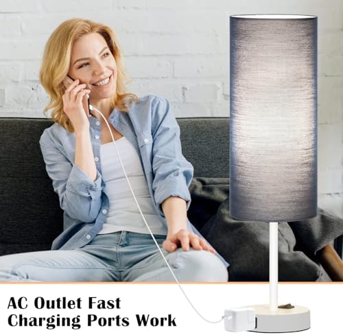 ZJOJO 18" Bedside Lamp for Bedroom Set of 2 Dimmable Table Lamp, AC Outlet - Image 4