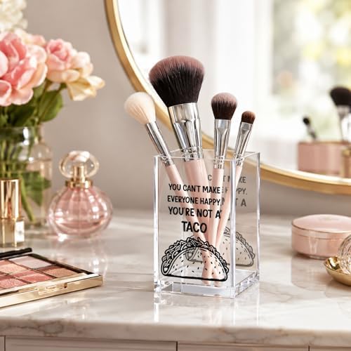 Funny Acrylic Pen Holder Cup, “You Can't Make Everyone Happy You're Not a Taco” Desk Decor, Pencil Holder Organizer, Coworker Gift, Office Accessories - Image 2