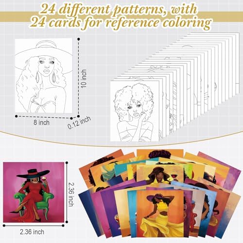 Sherr 24 Pcs Pre Drawn Canvas for Adult, Stylish Women, 8 x 10 Inch - Image 3