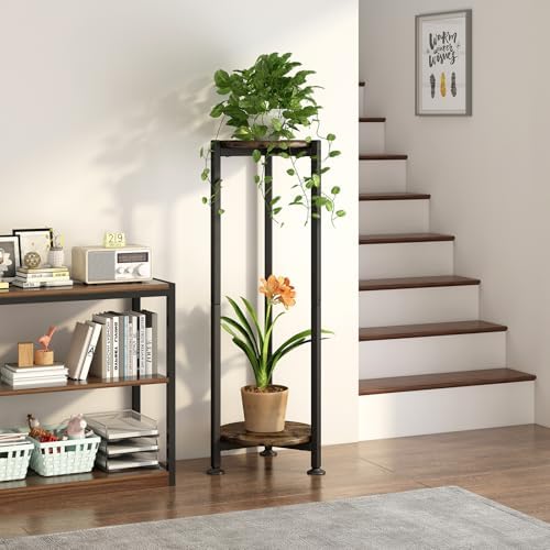 2 Tier Plant Stand Indoor Corner Tall Round Shape Plant Shelf - Image 3